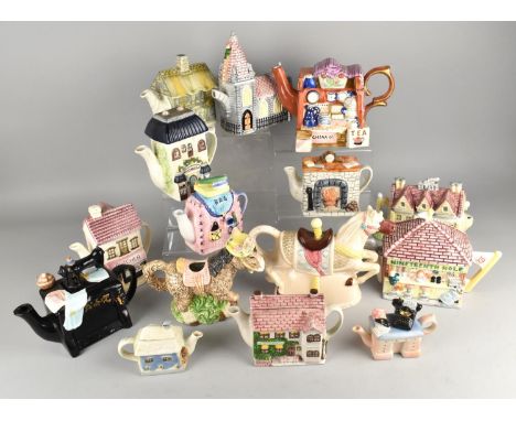 A Collection of Various Novelty Ceramic Teapots to Include Houses, Church etc