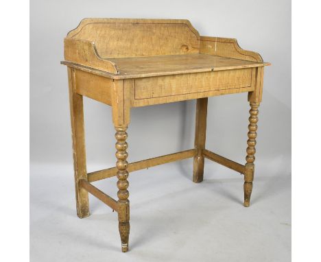 A Late Victorian/Edwardian Painted Pine Washstand with Bobbin Front Supports and Galleried Top, 81cms Wide