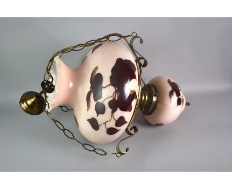 A Reproduction Galle Style Ceiling Light in the Form of an Oil Lamp, 55cms High