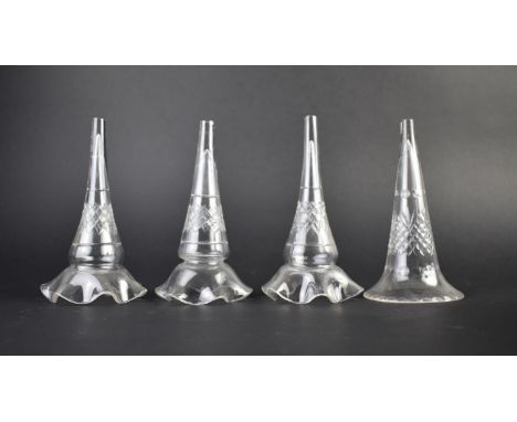 A Collection of Three Plus One Glass Epergne Trumpets, 17cms High