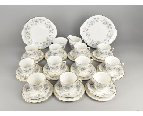 A Collection of Colclough Rhapsody in Blue Pattern Tea wares to Comprise Cups, Saucers, Side Plates, Cake Plate, Milk Jug and