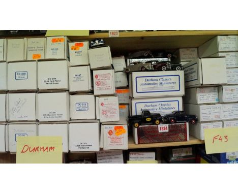 Model Cars: a quantity of Durham and F43 models, mostly boxed, (one shelf). 