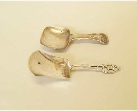 A George III silver Kings pattern caddy spoon, by Joseph Willmore, Birmingham 1817 (af); together with another silver caddy s
