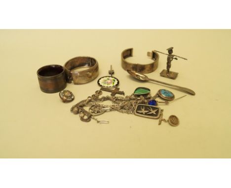 A pair of Chinese silver cufflinks, by Wang Hing; together with sundry silver and jewellery.