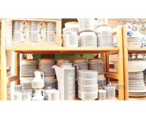 A quantity of Hornsea 'Tapestry' pattern kitchenwares, (two shelves). 