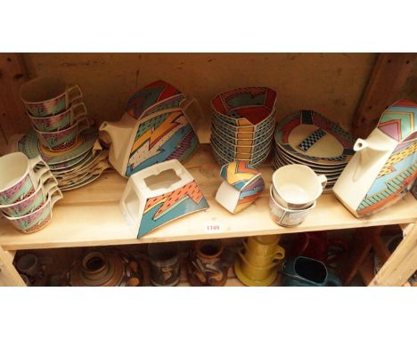 A Rosenthal 'Flash' pattern Studio-line part tea and coffee service.  Condition Report: The coffee pot handle is broken (piec