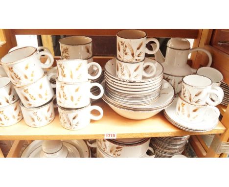 A Midwinter 'Wild Oats' pattern part tea and dinner service, (two shelves).