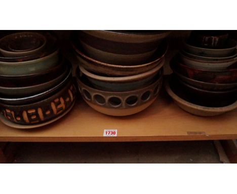 Studio Pottery: a collection of bowls, (one shelf). 