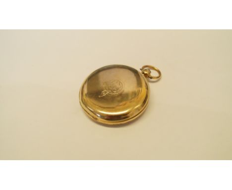 A Victorian 18ct gold cased hunter pocket watch, having 4.3cm white enamel dial decorated Roman numerals and subsidiary secon