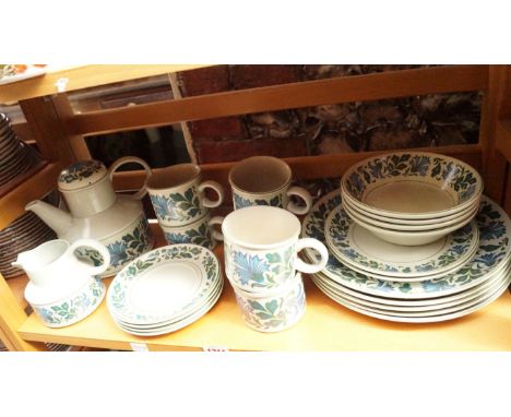 A Midwinter 'Spanish Garden' pattern part coffee service, (one shelf).