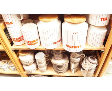 A collection of Hornsea storage jars and similar, (one shelf). 