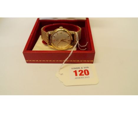 An Omega 18ct gold gentleman's Seamaster automatic bracelet wristwatch, boxed and with papers. Condition Report: Appears in g