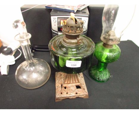 2 old lamps and a decanter