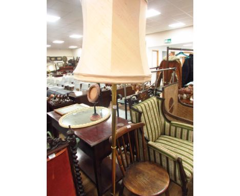 Brass standard lamp with shade