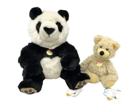 Two Steiff 'Cosy Friends' stuffed animals comprising 'Charly' teddy bear, serial no. 012808, together with Steiff 'Manschli' 