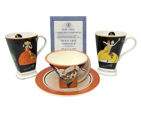 Two limited edition Bradford Exhange Clarice Cliff Age of Jazz beakers, no 289/4,999, with certificate, in box, together with