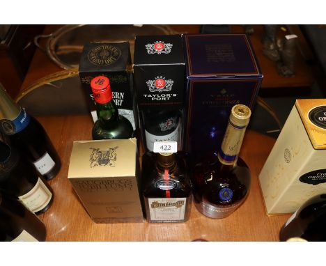 A quantity of various alcohol to include Southern Comfort with original box, a bottle of J&B Scotch whisky; Taylor's port and