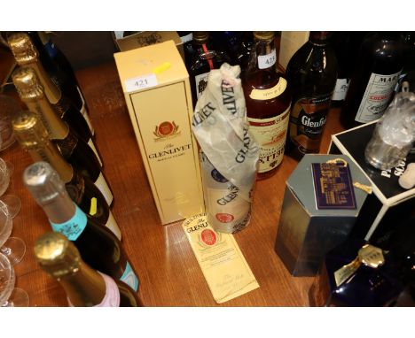 A bottle of Glenlivet Highland malt Scotch whisky, boxed 
