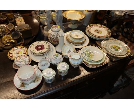 A quantity of various porcelain and pottery tea ware and dinnerware, a Masons Ironstone ginger jar and cover, a Poole pottery