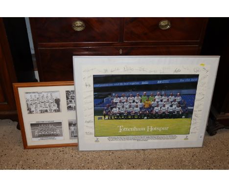 A signed Tottenham Hotspur team photograph circa 1980's / 90's and four Ipswich Town team photographs framed as one 