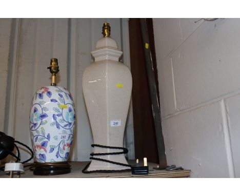 A pottery baluster table lamp 