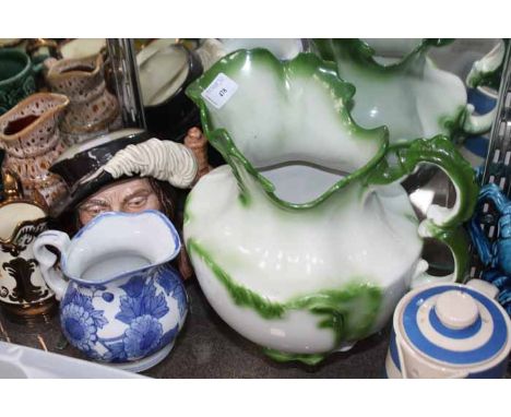 LOT OF CERAMIC JUGS
Including a graduated set of three lustre jugs, along with a Royal Doulton Athos character jug