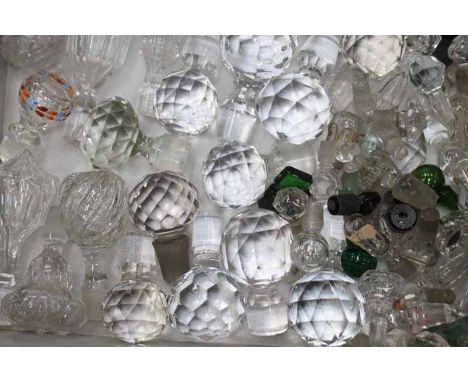GOOD COLLECTION OF CUT GLASS AND CRYSTAL DECANTER STOPPERS
together with scent bottle stoppers, some enamelled, some coloured