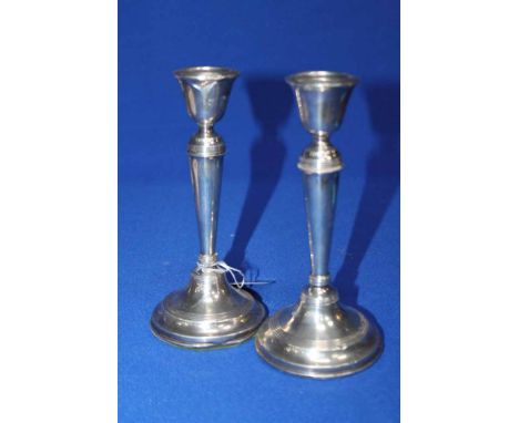 PAIR OF GEORGE V SILVER CANDLESTICKS
maker William Hutton & Sons Ltd, London 1915, each 17.5cm high