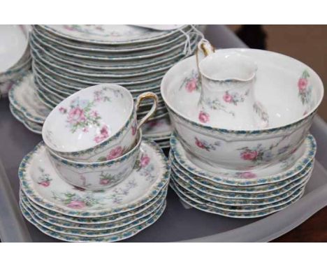 HAVALAND & CO PART TEA SERVICE
comprising twelve side plates and saucers, with ten cups, cream and sugar and two cake plates