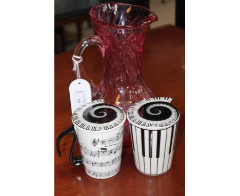 MIXED LOT OF CERAMICS, GLASS AND PLATED WARE
including a large blue and white ceramic vase, a studio glass vase, two African 