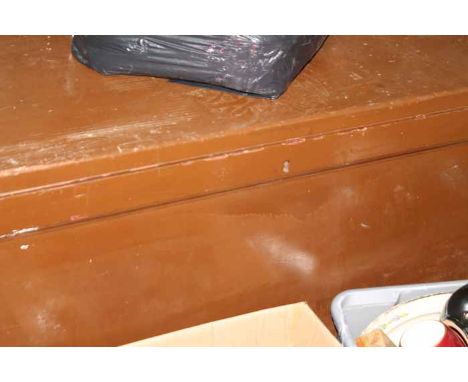 VICTORIAN PAINTED PINE BLANKET BOX 
containing small hand tools including chisels 