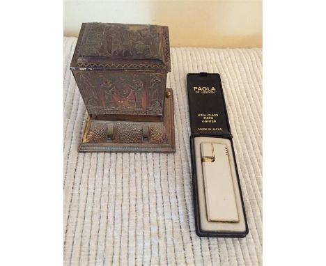 Paolo of London lighter and plated cigarette dispenser