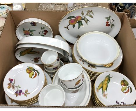 A collection of Royal Worcester Evesham pattern dinner wares including eight dinner plates, eight bowls, eight dessert plates
