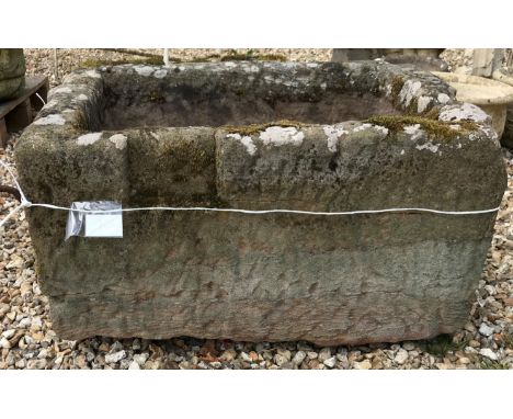 A natural stone rectangular trough height36cm width 72cm depth 53cm. CONDITION REPORTS height 36cm width 72cm depth 53cm.