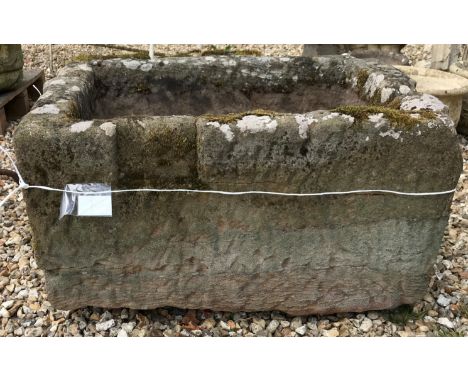 A natural stone rectangular trough height36cm width 72cm depth 53cm. CONDITION REPORTS height 36cm width 72cm depth 53cm.