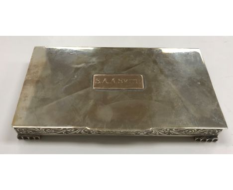 A sterling silver shallow lidded box with engraved decoration, inscribed “SAA Smith” to top, 13.33 oz CONDITION REPORTS Stamp