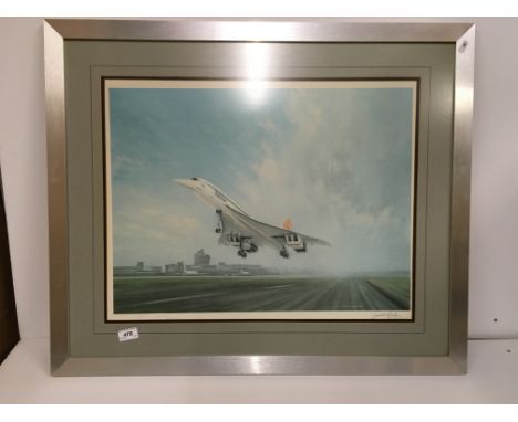 AFTER GERALD COULSON "Concorde", colour print signed by Brian Trubshaw lower left and the aritist lower right together with R