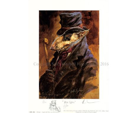 Mick Cawston Limited Edition Print, "Bill Sykes", Remarqued by Mick, Number 151/500 10.5"x 7.25" Unframed Signed and numbered