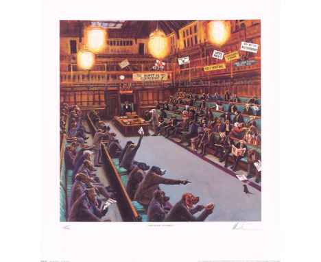 Mick Cawston Limited Edition Print "Politically Incorrect", Number 256/995 19.5"x 19" Unframed. Signed and numbered by Mick i