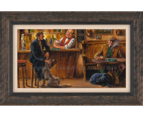 Mick Cawston Original Oil on Panel "Suspicious" Original of Limited Edition Print Framed as Shown
