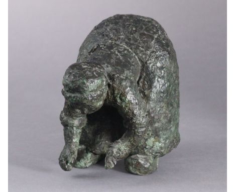 A 20th century bronze sculpture of a gleaner, unsigned, possibly English or French, 17cm high.Condition: Good, original condi