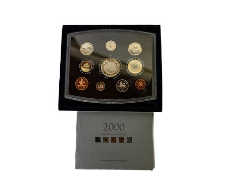 United 2000 Proof Set Including Anno Domini £5, £2 &amp; Libraries 50p Coin - Shipping Group A