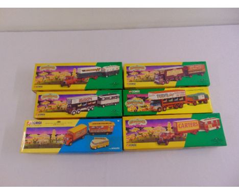 Corgi Classics The Showmans Range diecast to include 24801, 16502, 31702, 14101, 16501, 21701, all in mint condition and orig