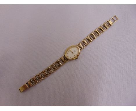 Rotary 9ct gold ladies wristwatch on an articulated 9ct gold bracelet, approx total weight 15.4g