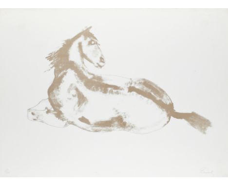 ‡Dame Elisabeth Frink CH, DBE, RA (1930-1993) Lying Down Horse (Wiseman 57) Signed  and numbered 243/250 Frink (in pencil to 