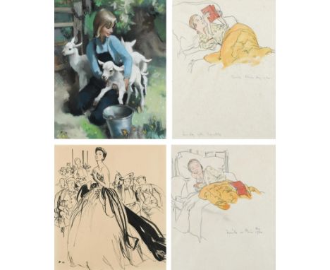‡Francis Marshall (1901-1980) Mannequin (Fashion show); Sunday after Bagatelle; Twink in bed; Girl with lambs Four, two signe