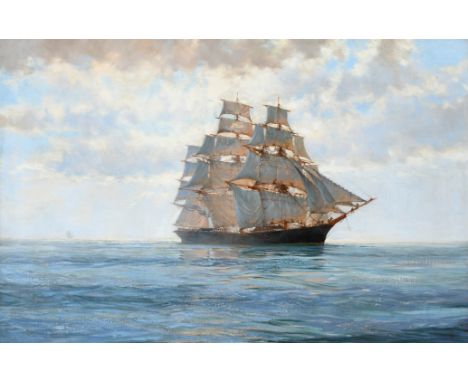 ‡Montague Dawson RSMA, FRSA (1895-1973) The Lightning in calm waters Signed Montague Dawson (lower left) Oil on canvas 61.2 x