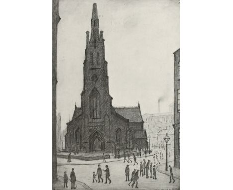 ‡Laurence Stephen Lowry RA, RBA (1887-1976) A Street Scene (St Simon's Church) Signed and numbered 286/300 L S  Lowry (in pen
