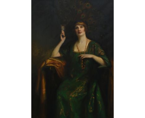 Henry Harris Brown RP, NPS (1864-1948) Portrait of Constance Farquhar (née Capell) (1891-1963), three-quarter length, wearing