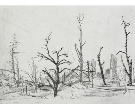 Sir William Rothenstein (1872-1945) War Desolation: The Flanders Front Drypoint 25.8x 38.3cm (sheet) Unframed